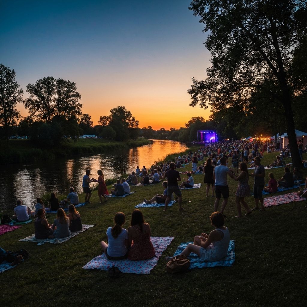 Riverside Jam Festival at sunset